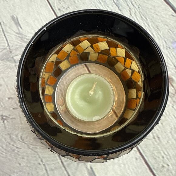 Partylite Global Fusion MOSAIC GLASS VOTIVE CANDLE HOLDER W/Candle Retired - Picture 12 of 12